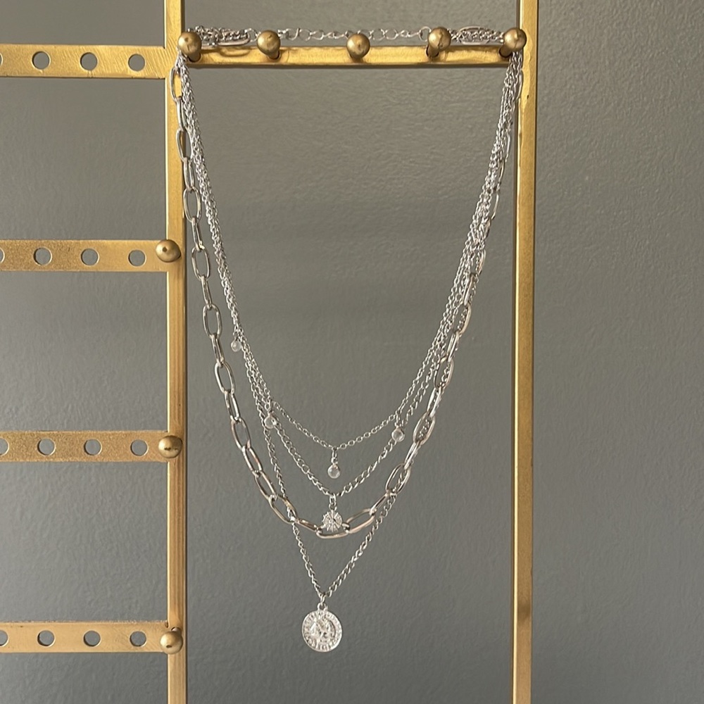 Silver layered necklace